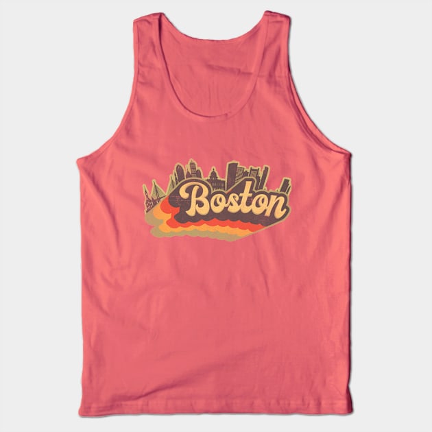 Boston Skyline Vintage Retro T-Shirt Gift - Boston massachusetts - Boston Tourist Gift - Boston Hometown T-Shirt T-Shirt Tank Top by Happy as I travel